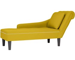 vidaXL - Chaise - longue - met - kussen - en - rechterarmleuning - fluweel - geel