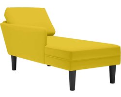 vidaXL - Chaise - longue - met - kussen - en - rechterarmleuning - fluweel - geel