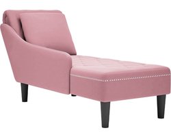vidaXL - Chaise - longue - met - kussen - en - rechterarmleuning - fluweel - roze