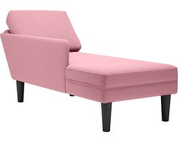vidaXL - Chaise - longue - met - kussen - en - rechterarmleuning - fluweel - roze