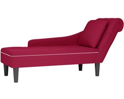 vidaXL - Chaise - longue - met - kussen - en - rechterarmleuning - fluweel - wijnrood