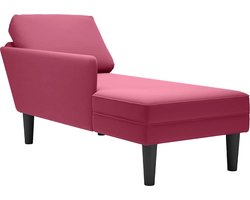 vidaXL - Chaise - longue - met - kussen - en - rechterarmleuning - fluweel - wijnrood