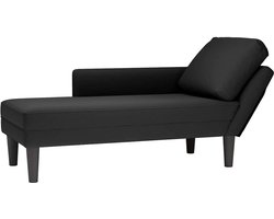 vidaXL - Chaise - longue - met - kussen - en - rechterarmleuning - fluweel - zwart
