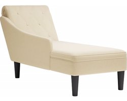 vidaXL - Chaise - longue - met - kussen - en - rechterarmleuning - stof - crèmekleurig