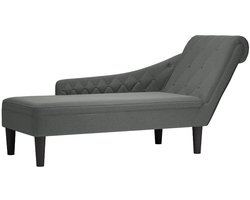 vidaXL - Chaise - longue - met - kussen - en - rechterarmleuning - stof - donkergrijs