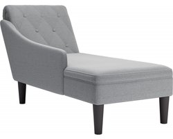 vidaXL - Chaise - longue - met - kussen - en - rechterarmleuning - stof - lichtgrijs