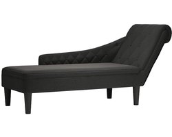 vidaXL - Chaise - longue - met - kussen - en - rechterarmleuning - stof - zwart