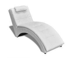 vidaXL - Chaise - longue - met - kussen - kunstleer - wit