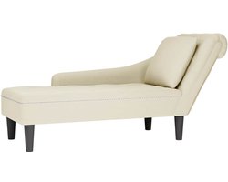 vidaXL - Chaise - longue - met - kussen&rechterarmleuning - fluweel - crèmekleurig