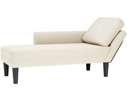 vidaXL - Chaise - longue - met - kussen&rechterarmleuning - fluweel - crèmekleurig