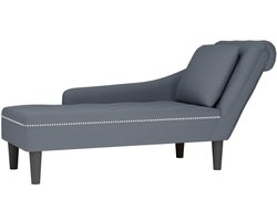 vidaXL - Chaise - longue - met - kussen&rechterarmleuning - fluweel - donkergrijs