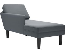 vidaXL - Chaise - longue - met - kussen&rechterarmleuning - fluweel - donkergrijs