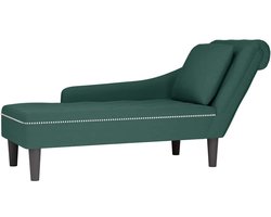 vidaXL - Chaise - longue - met - kussen&rechterarmleuning - fluweel - donkergroen