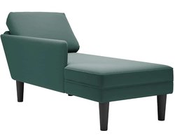 vidaXL - Chaise - longue - met - kussen&rechterarmleuning - fluweel - donkergroen