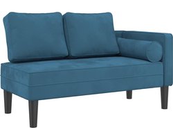 vidaXL - Chaise - longue - met - kussens - fluweel - blauw