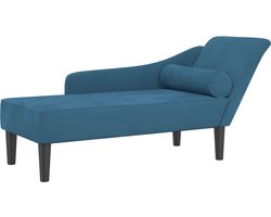 vidaXL - Chaise - longue - met - kussens - fluweel - blauw