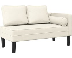 vidaXL - Chaise - longue - met - kussens - fluweel - crèmekleurig