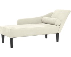 vidaXL - Chaise - longue - met - kussens - fluweel - crèmekleurig