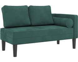 vidaXL - Chaise - longue - met - kussens - fluweel - donkergroen