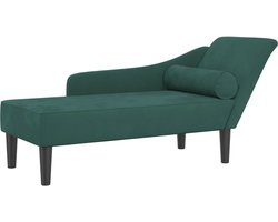vidaXL - Chaise - longue - met - kussens - fluweel - donkergroen