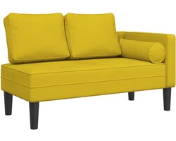 vidaXL - Chaise - longue - met - kussens - fluweel - geel