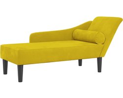 vidaXL - Chaise - longue - met - kussens - fluweel - geel