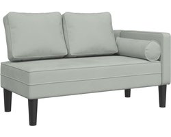 vidaXL - Chaise - longue - met - kussens - fluweel - lichtgrijs