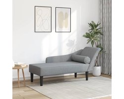vidaXL - Chaise - longue - met - kussens - fluweel - lichtgrijs