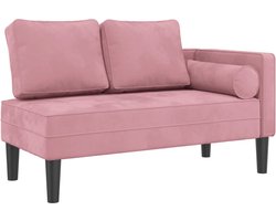 vidaXL - Chaise - longue - met - kussens - fluweel - roze