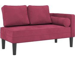 vidaXL - Chaise - longue - met - kussens - fluweel - wijnrood