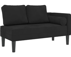 vidaXL - Chaise - longue - met - kussens - fluweel - zwart