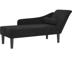 vidaXL - Chaise - longue - met - kussens - fluweel - zwart