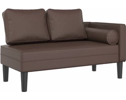 vidaXL - Chaise - longue - met - kussens - kunstleer - bruin