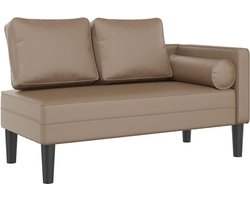 vidaXL - Chaise - longue - met - kussens - kunstleer - cappuccino