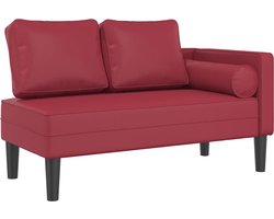 vidaXL - Chaise - longue - met - kussens - kunstleer - wijnrood