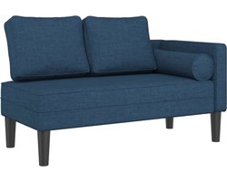 vidaXL - Chaise - longue - met - kussens - stof - blauw