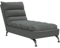 vidaXL - Chaise - longue - met - kussens - stof - donkergrijs