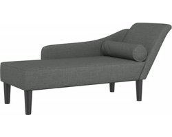 vidaXL - Chaise - longue - met - kussens - stof - donkergrijs