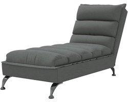 vidaXL Chaise longue met kussens stof donkergrijs, chaise longue stoel, moderne chaise longue, eigentijdse chaise longue, chaise longue bank