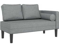 vidaXL - Chaise - longue - met - kussens - stof - lichtgrijs