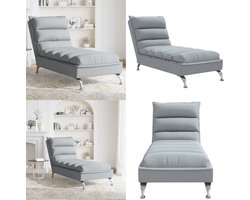 vidaXL Chaise longue met kussens stof lichtgrijs - Chaise Longue - Chaise Longues - Chaise Longue Stoel - Chaise Longue Bank