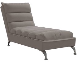 vidaXL - Chaise - longue - met - kussens - stof - taupe