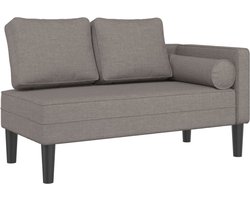 vidaXL - Chaise - longue - met - kussens - stof - taupe