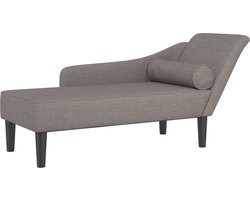 vidaXL - Chaise - longue - met - kussens - stof - taupe