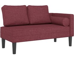 vidaXL - Chaise - longue - met - kussens - stof - wijnrood