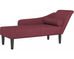 vidaXL - Chaise - longue - met - kussens - stof - wijnrood