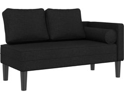 vidaXL - Chaise - longue - met - kussens - stof - zwart
