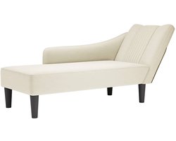 vidaXL - Chaise - longue - met - rechterarmleuning - fluweel - crèmekleurig