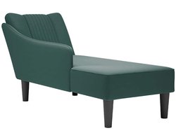 vidaXL - Chaise - longue - met - rechterarmleuning - fluweel - donkergroen