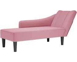 vidaXL - Chaise - longue - met - rechterarmleuning - fluweel - roze
